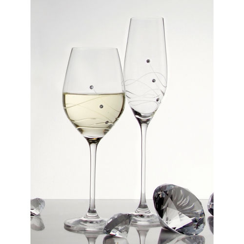 DARTINGTON CRYSTAL GLITZ Champagne Flute Glasses Set Of 2 $80.06