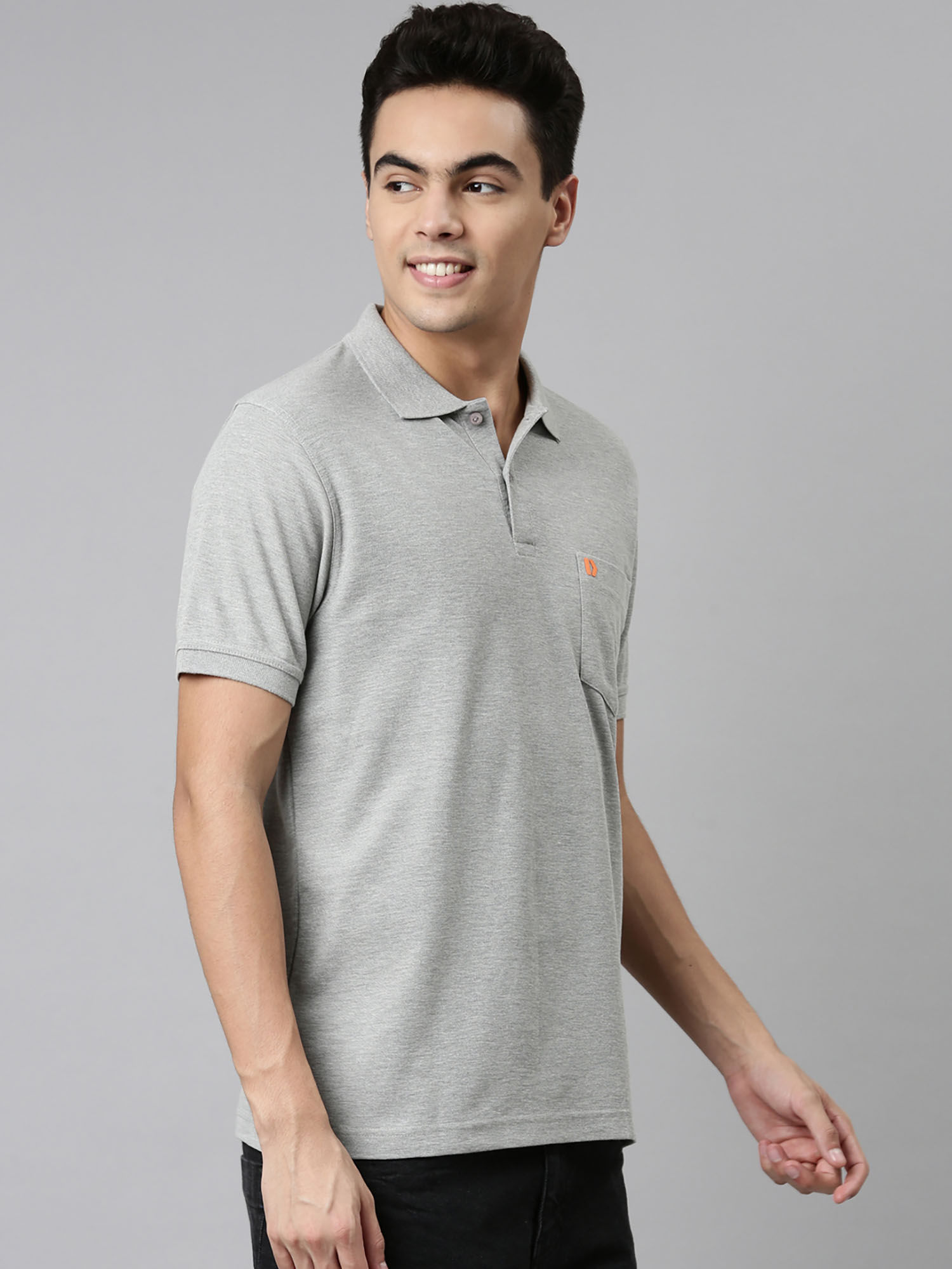 Buy Dixcy Scott Maximus Mens Anti Microbial Finish Polo Neck Short Sleeves Solid T shirt Grey Online