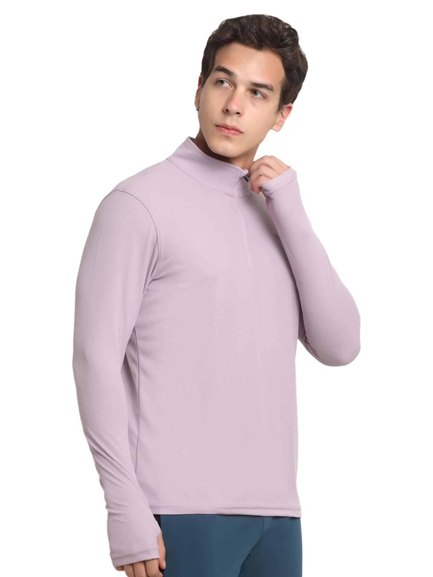 Buy INVINCIBLE Purple Mens Quarter Zip T-Shirt Online