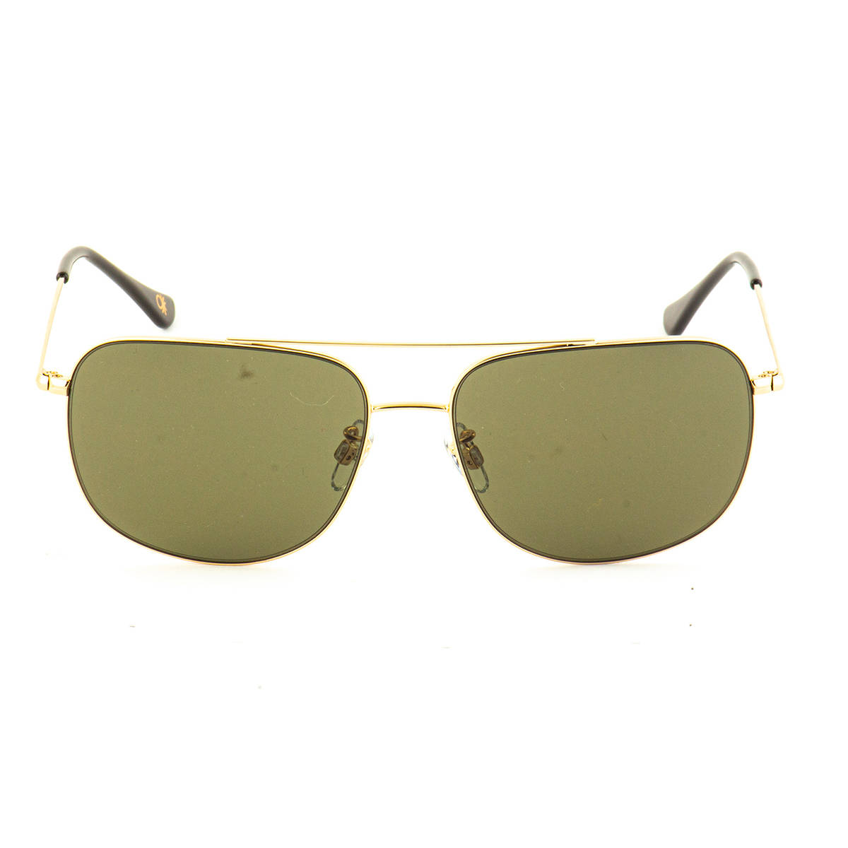 United Colors of Benetton Green Lens Square Sunglass Golden Frame Bes23516 C1 (58)