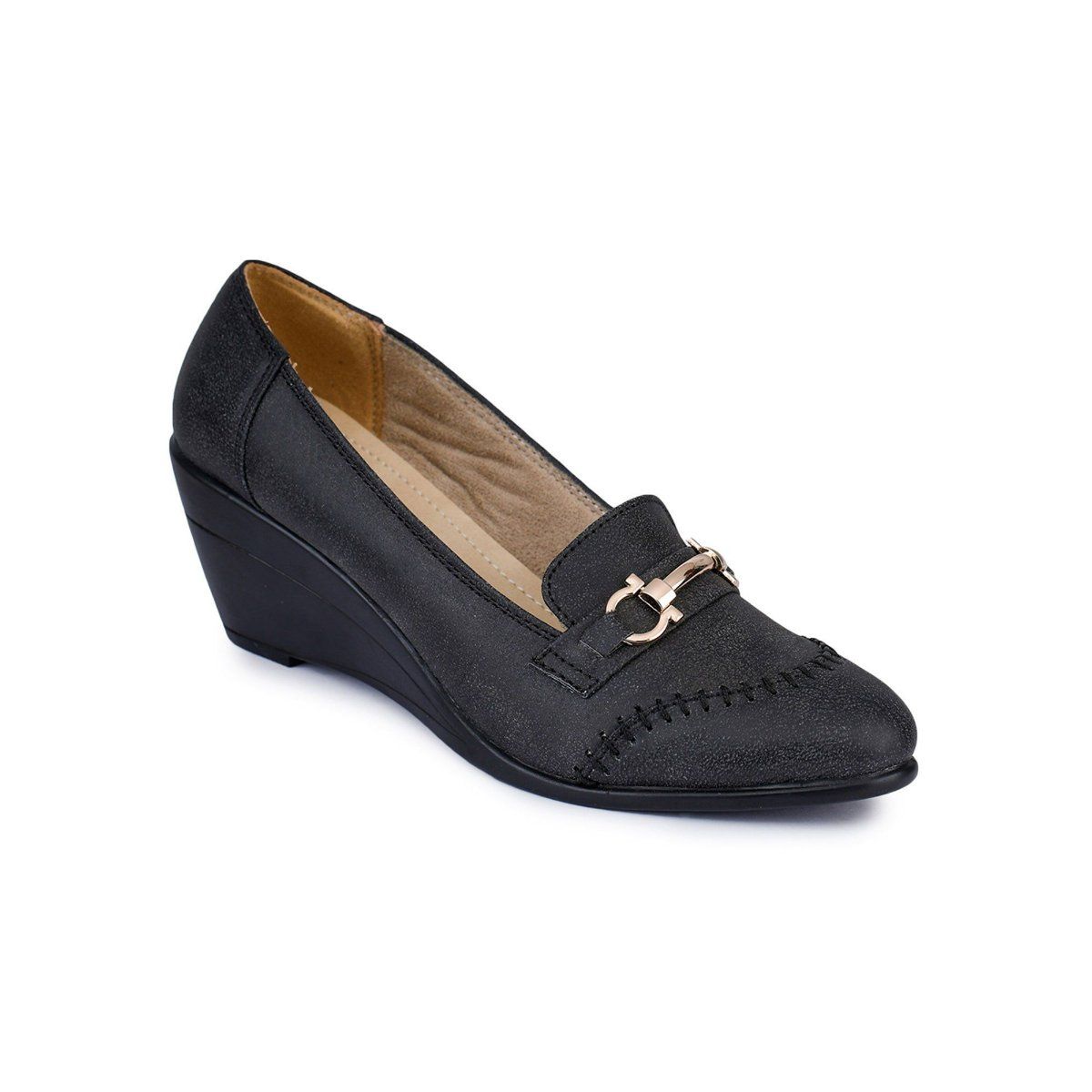 Solid discount black wedges