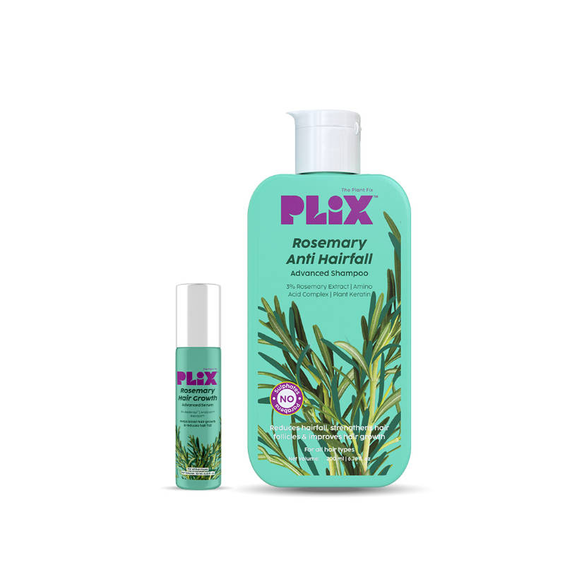 Plix Rosemary Anti Hairfall Advanced Kit - Roll-On Serum + Shampoo