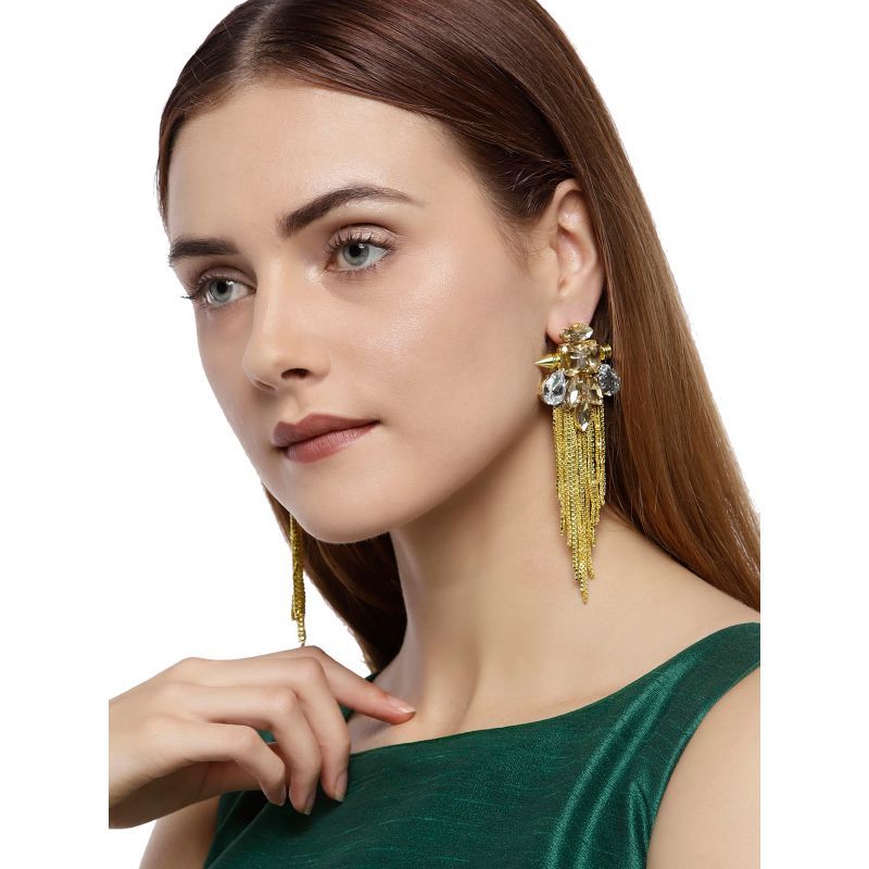 Shiny Crystal Hollow Party Wear Earrings  Jewellery Earrings  Drops Free  Delivery India