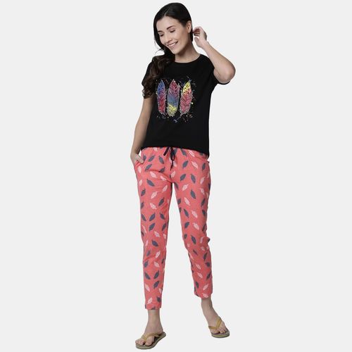 Buy Kryptic Women Printed Pure Cotton Lounge Pants (Pack of 2) Online