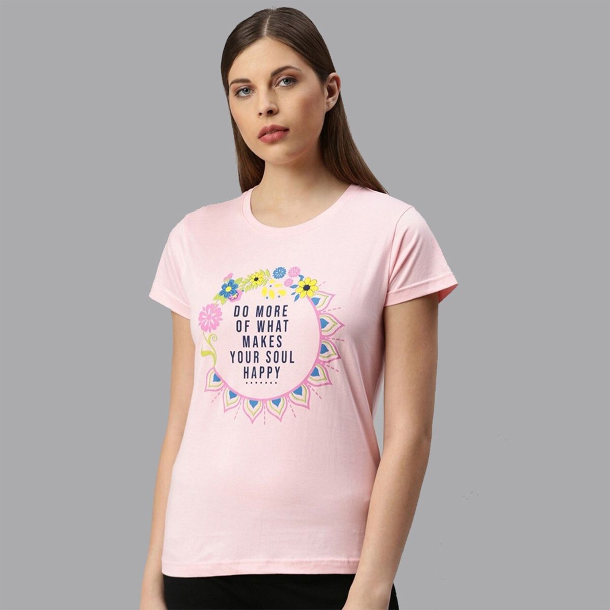 Buy Kryptic 100 Percent Cotton Lounge T shirt For Women Pink Online