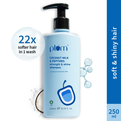 Plum Peptides Shampoo with Coconut Milk for Dry & Rough Hair 22x softer hair in 1 wash