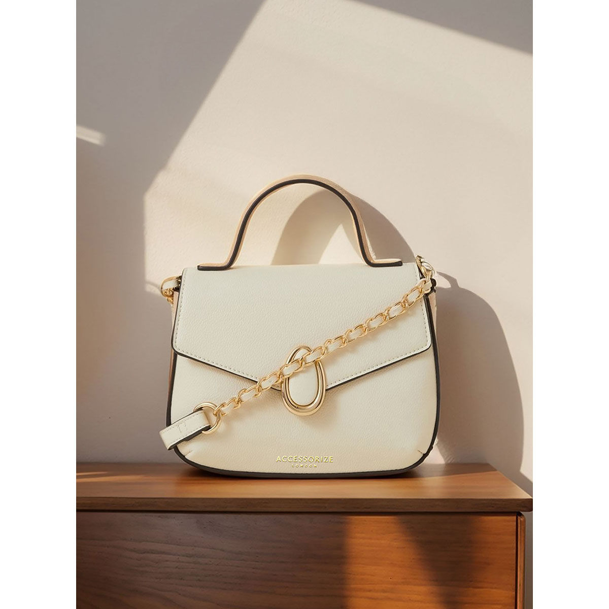 Buy Accessorize London Women Cream Top Handle Sling Bag Online