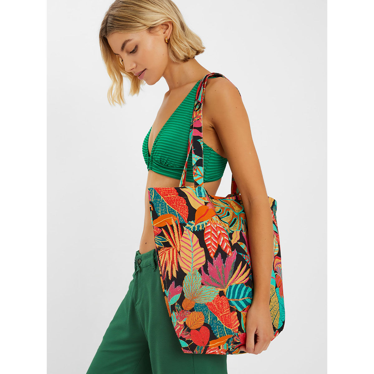 Buy Accessorize London Women Multi-Color Tropical Print Tote Bag