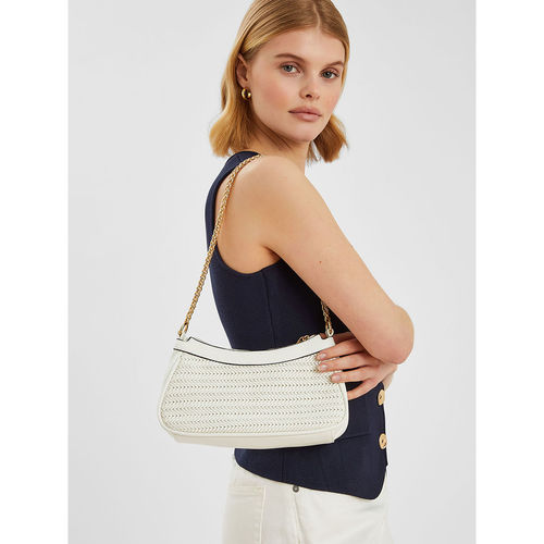 Buy Accessorize London Women White Weave Chain Shoulder Bag Online - Main Image