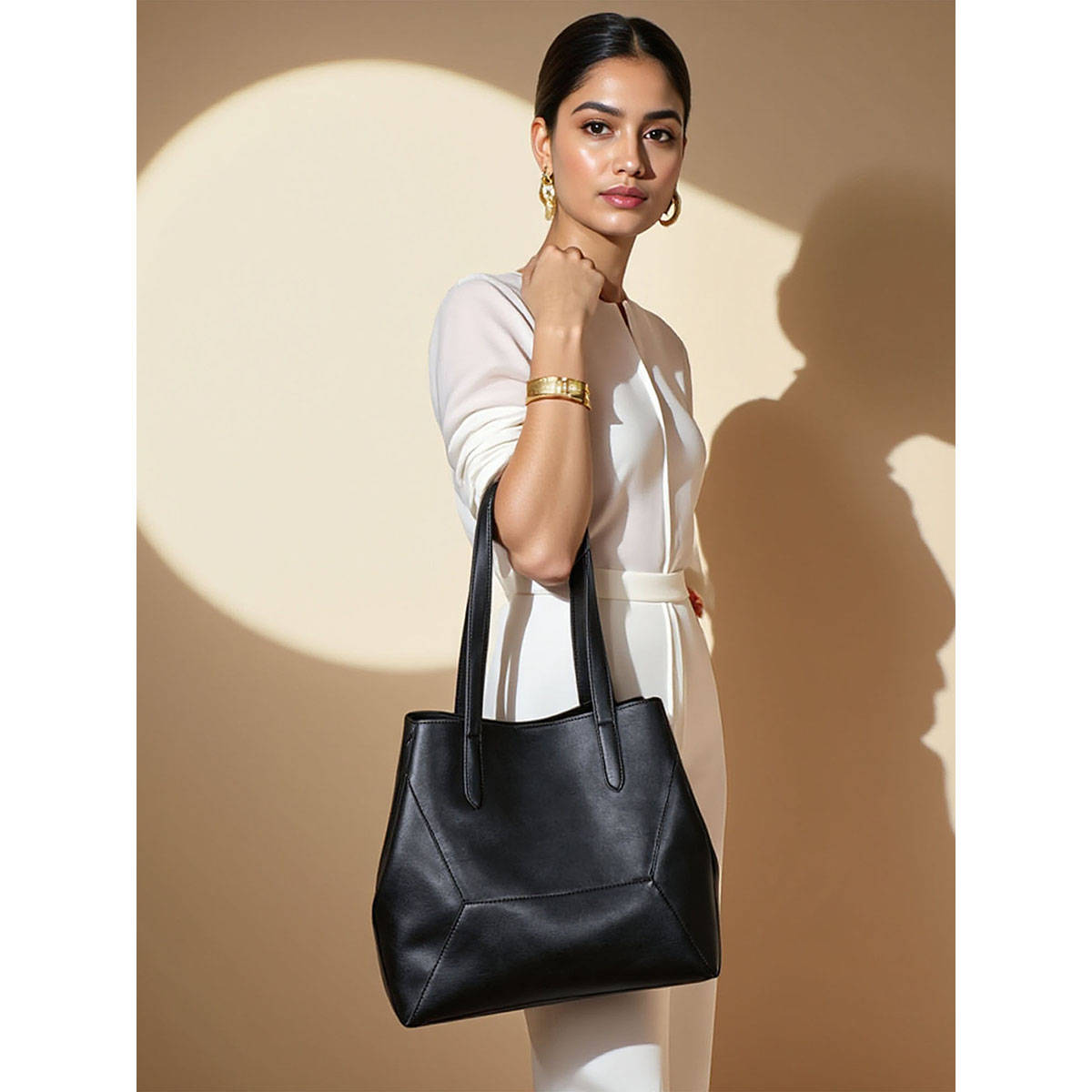 Toteteca Women Unlined Black Solid Shoulder Bag