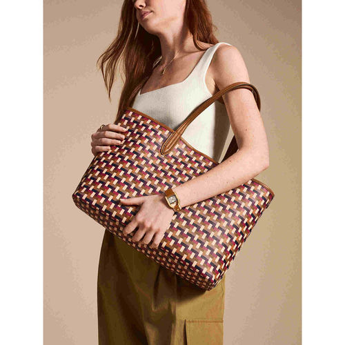 Fossil Women Williamson Purple and Brown Tote Bag (M)