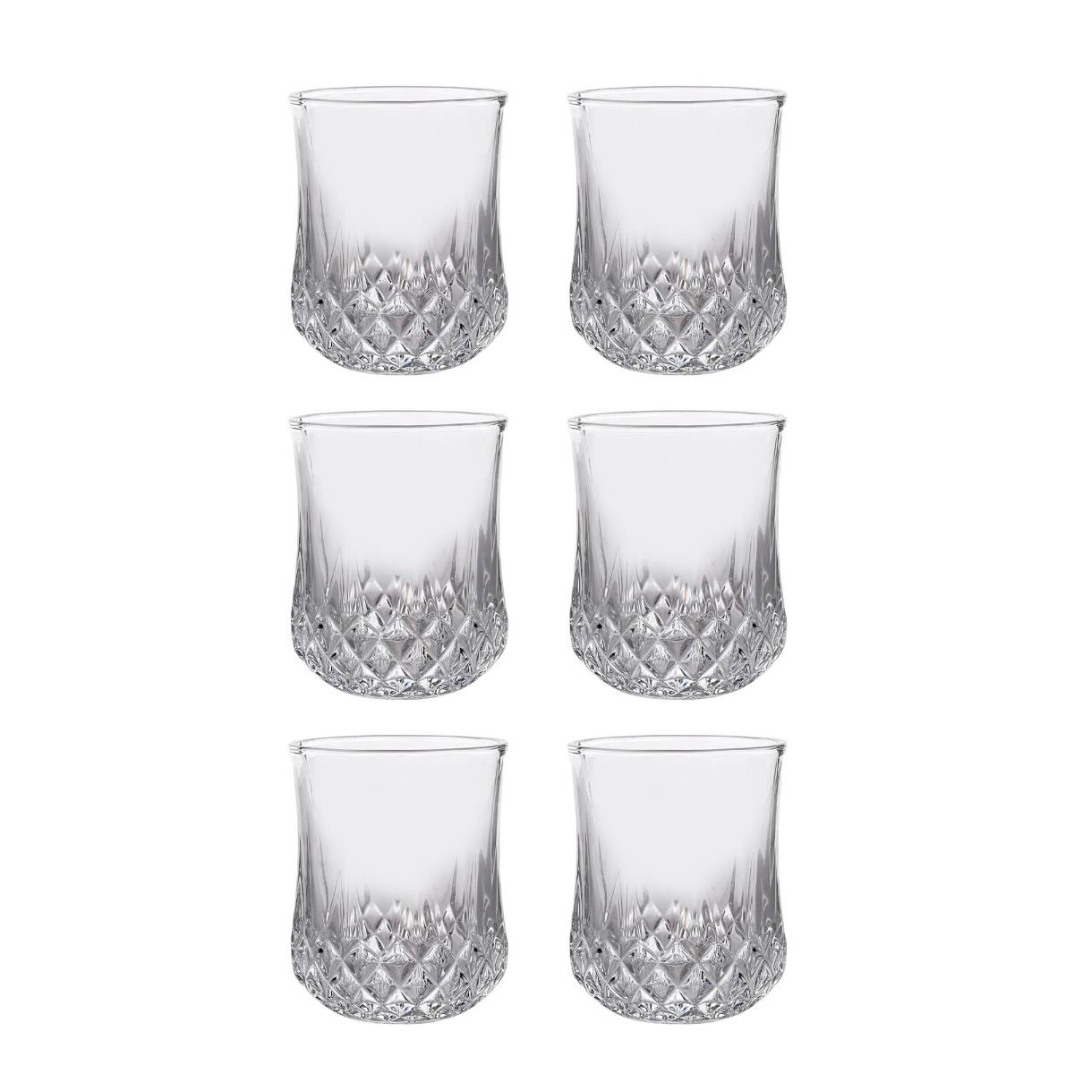 Nestasia Set Of 6 200ml Transparent Diamond Cut Glass Tumblers