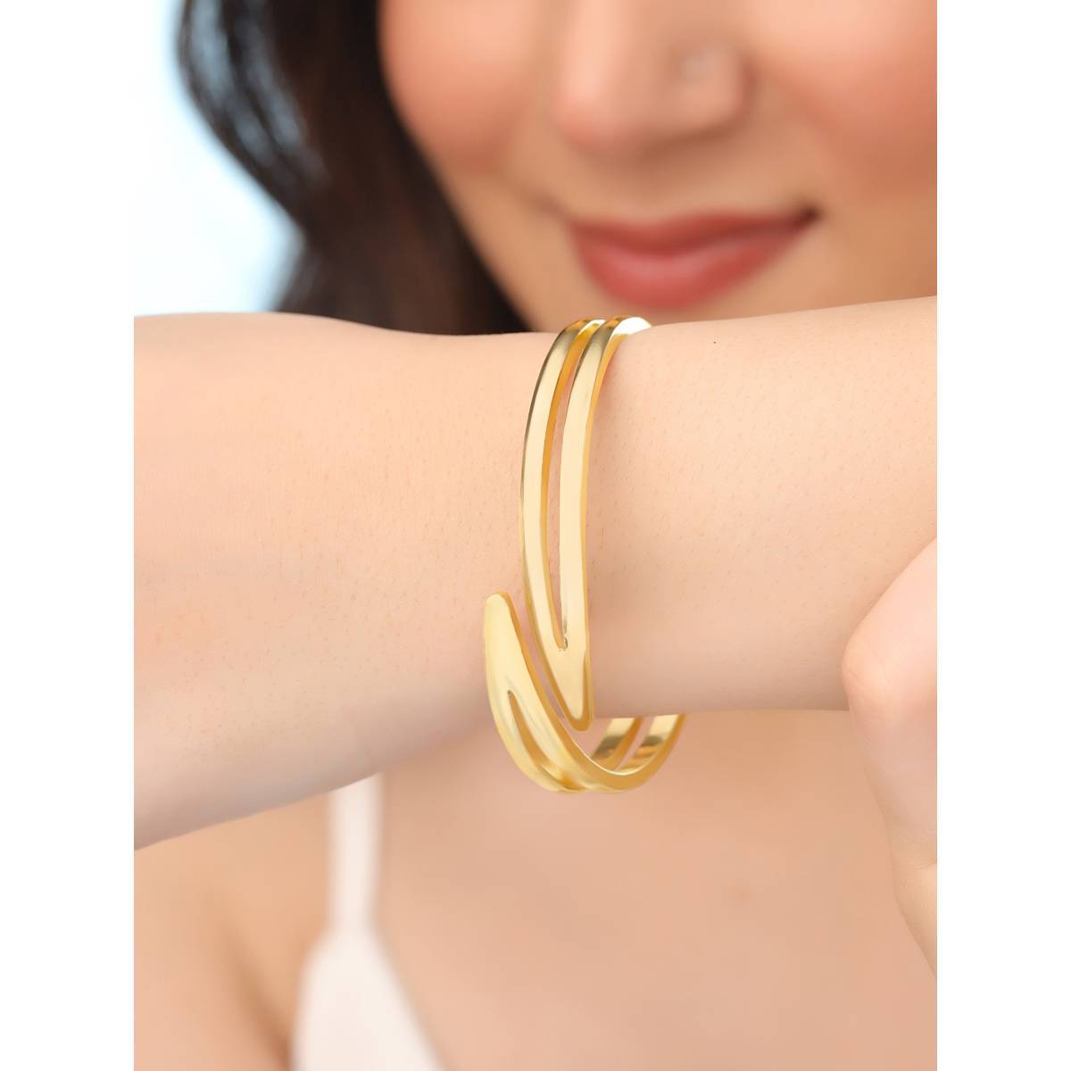 Yellow Chimes Golden Bold Bangle Bracelet for Women