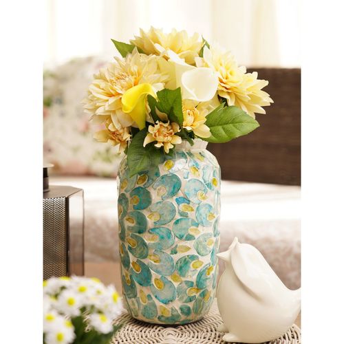 Buy Pure Home Living Blue Mother of Pearl Ceramic Vase Online