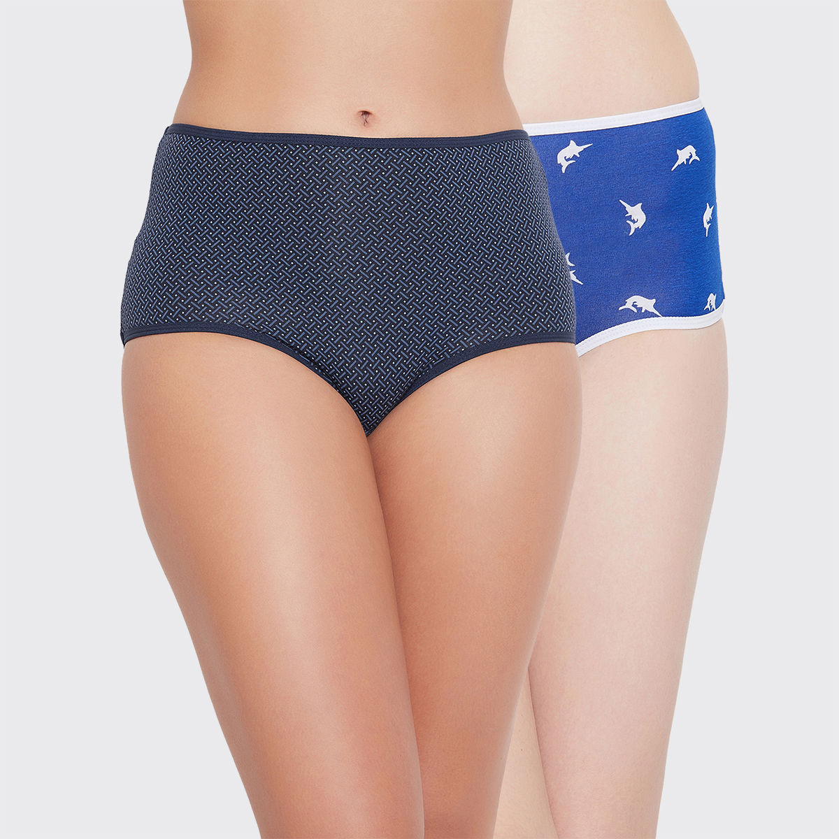 Buy Clovia Cotton Pack of 2 High Waist Printed Hipster Panty