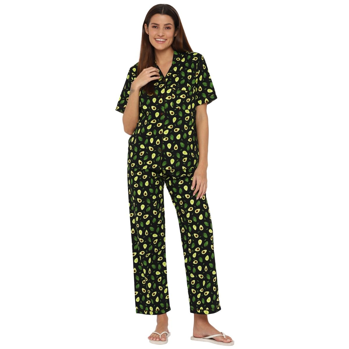 avocado print night suit