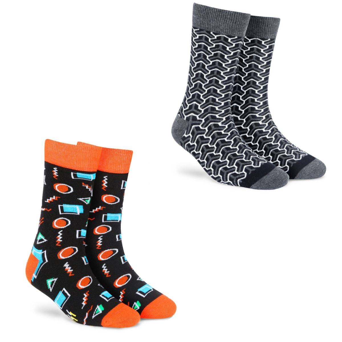 Dynamocks Men & Women Crew Length Socks, Pack Of 2 Pairs - Multi-Color (Free Size)