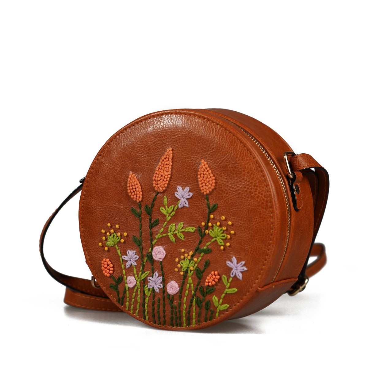 Miri Tan Hand Embroidered Peach Cornfield Sling Bag: Buy Miri Tan