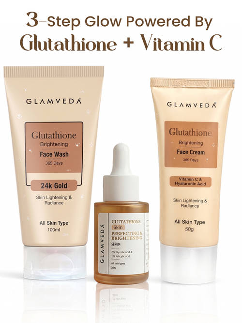 Glamveda Glutathione Skin Brightening & Dark Spots Removal 3 Steps Skincare Routine
