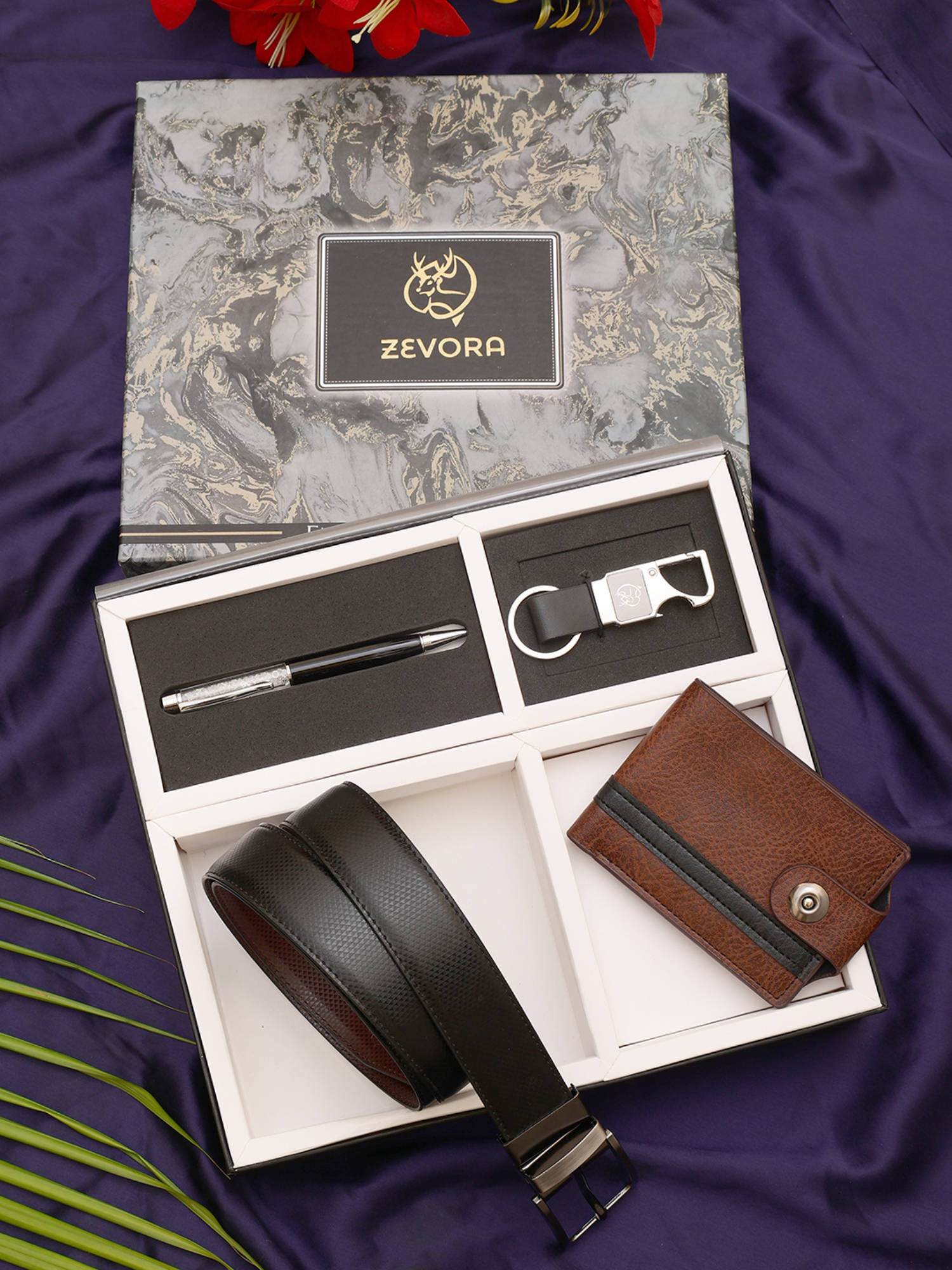 Zevora Buy ZEVORA Men Gift Set With Reversible Texture Black Belt with Wallet ...