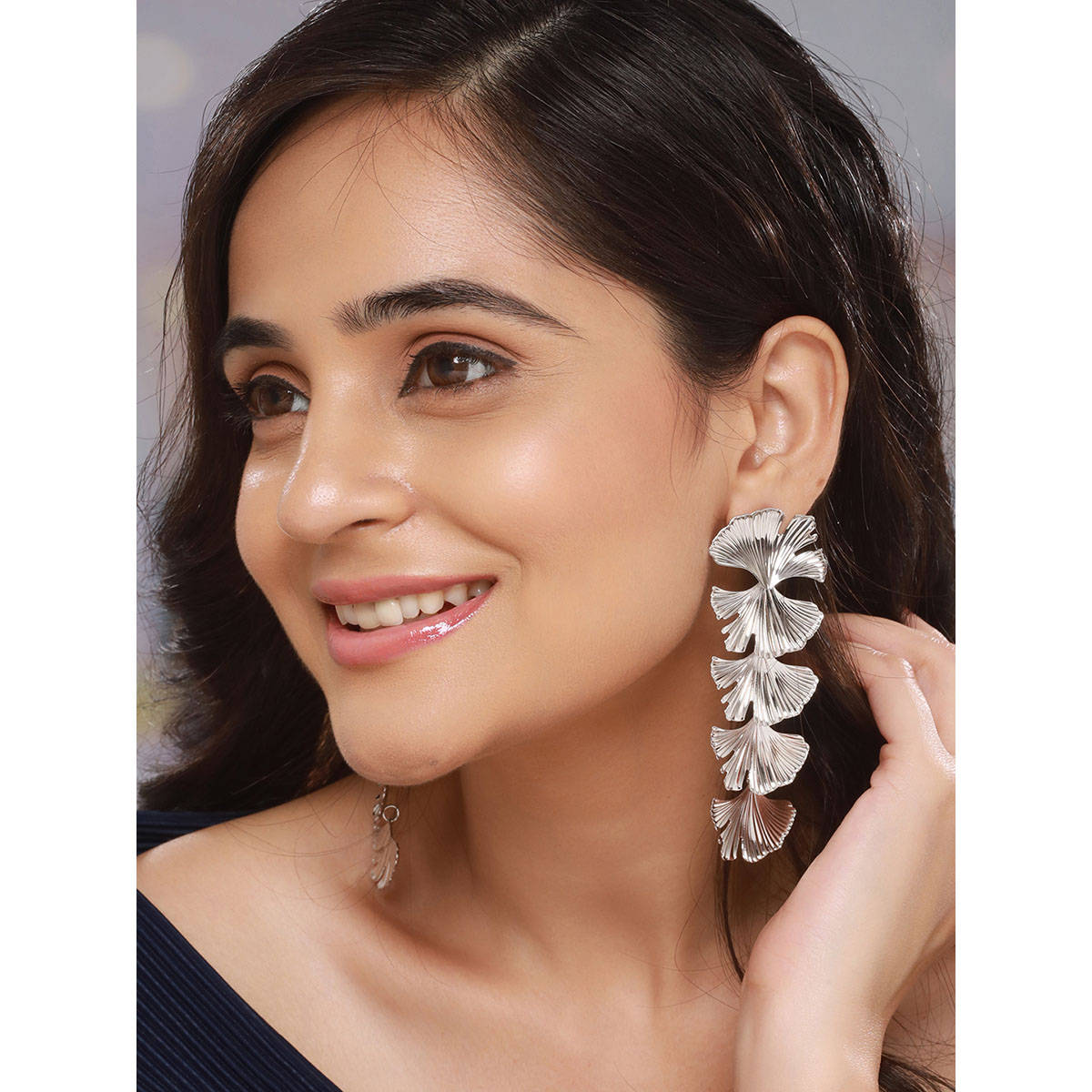 Saraf RS Jewellery Anti-Tarnish Silver Plated Quirky Long Dangler Earring