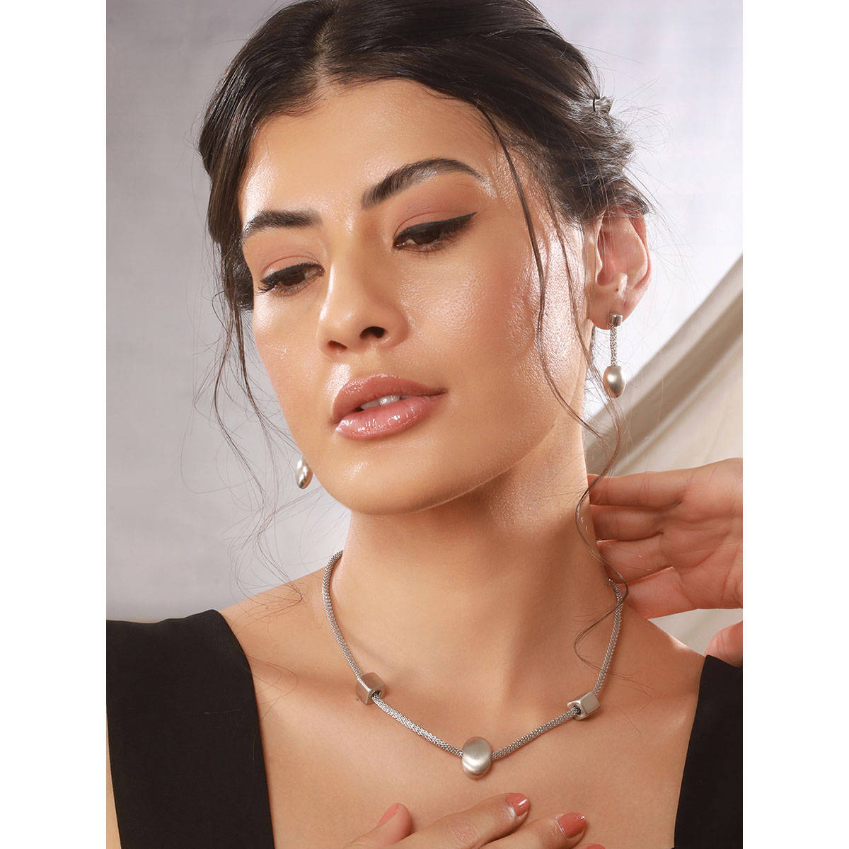 Saraf RS Jewellery Anti-Tarnish Silver Toned Trendy Chain Jewellery Set