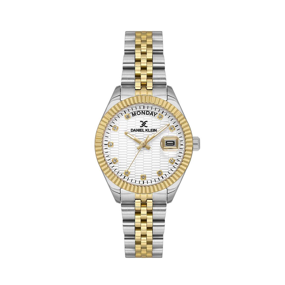 Daniel Klein Dual-Tone Strap Watch Modern Silver Dial Look-DK.1.13926-3 (M)