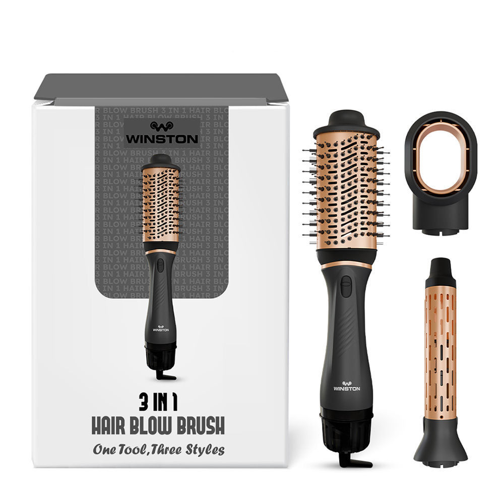 Winston 3 In 1 Hair Blow Brush - Silver & Copper