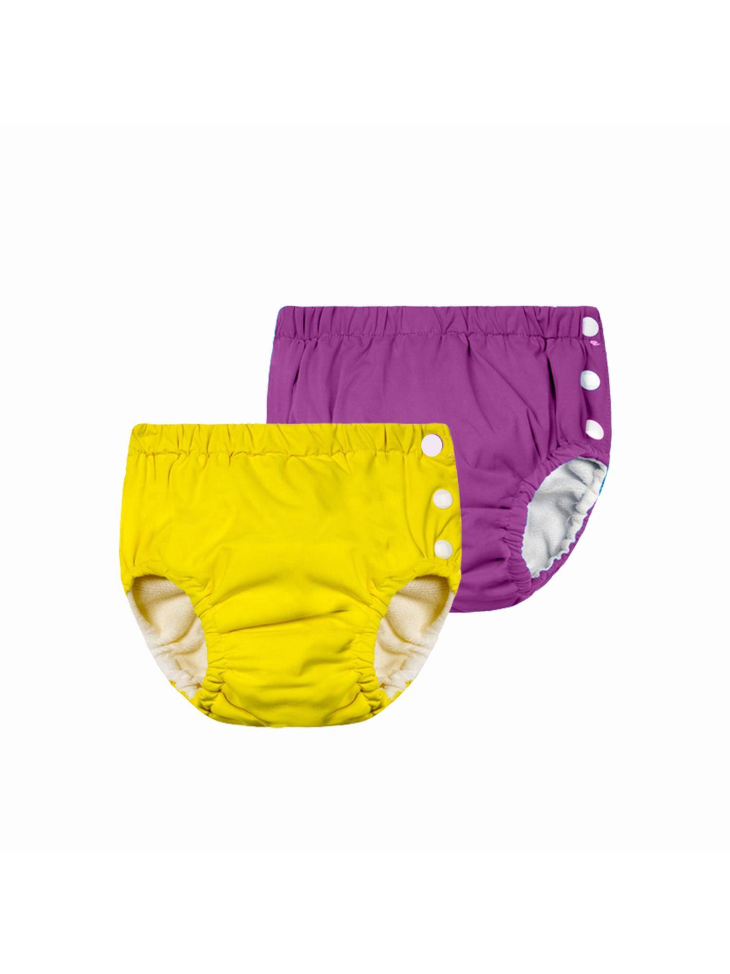 Chinmay Kids Yellow-Purple Reusable Swimwear Diaper for Unisex (Set of 2)