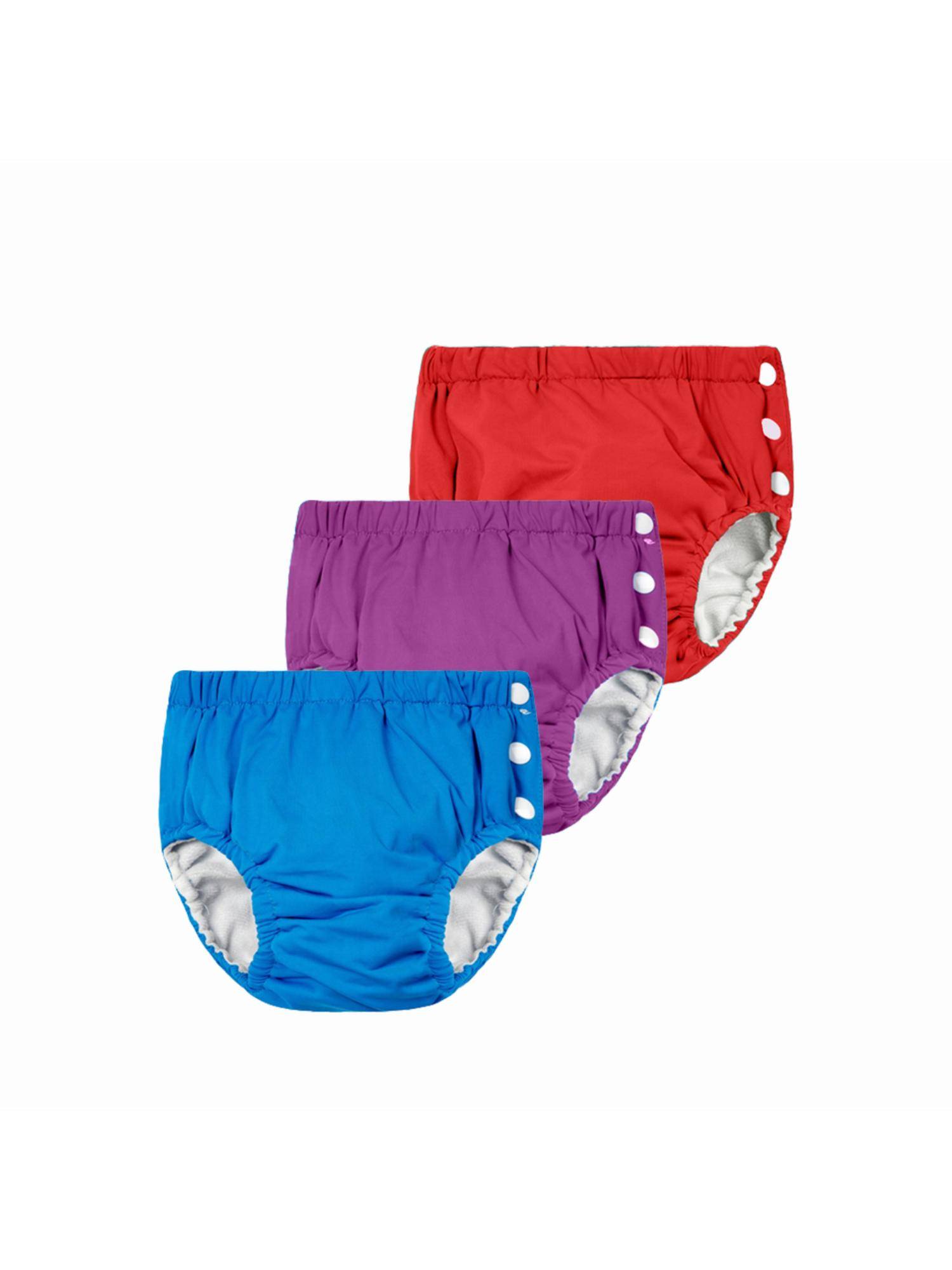 Chinmay Kids Red, Purple & Blue Reusable Swimwear Diaper Pants for Unisex (Set of 3)
