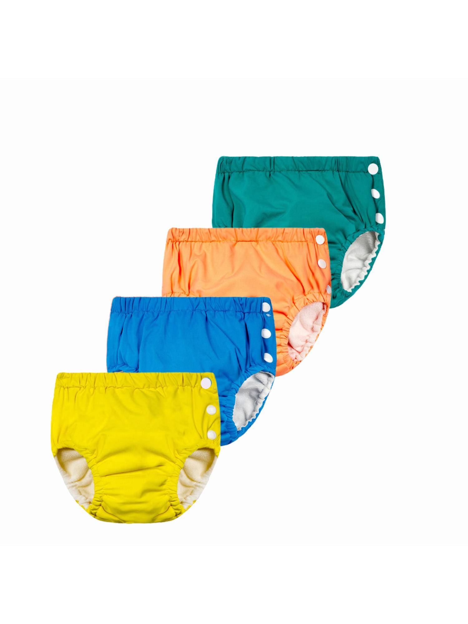Chinmay Kids Teal, Orange, Blue & Yellow Reusable Swimwear Diaper Pants for Unisex