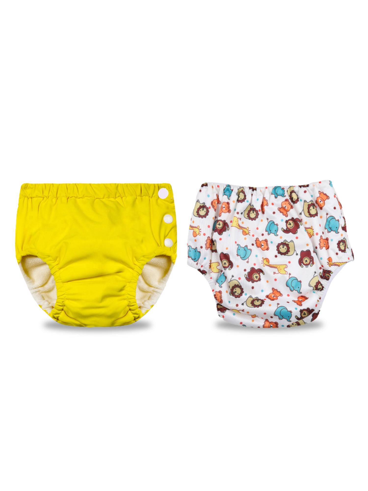 Chinmay Kids Yellow-White Reusable Swimwear Diaper for Unisex (Set of 2)