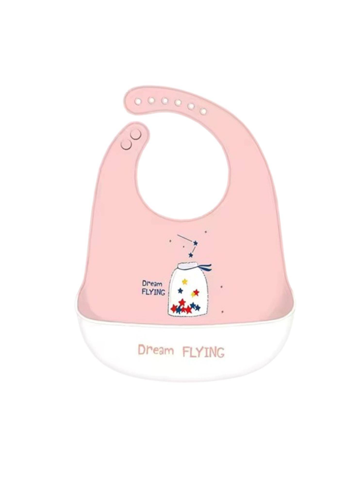Chinmay Kids Light Weight, Waterproof, Easy-Wipe Unisex Silicone Baby Bib Pink
