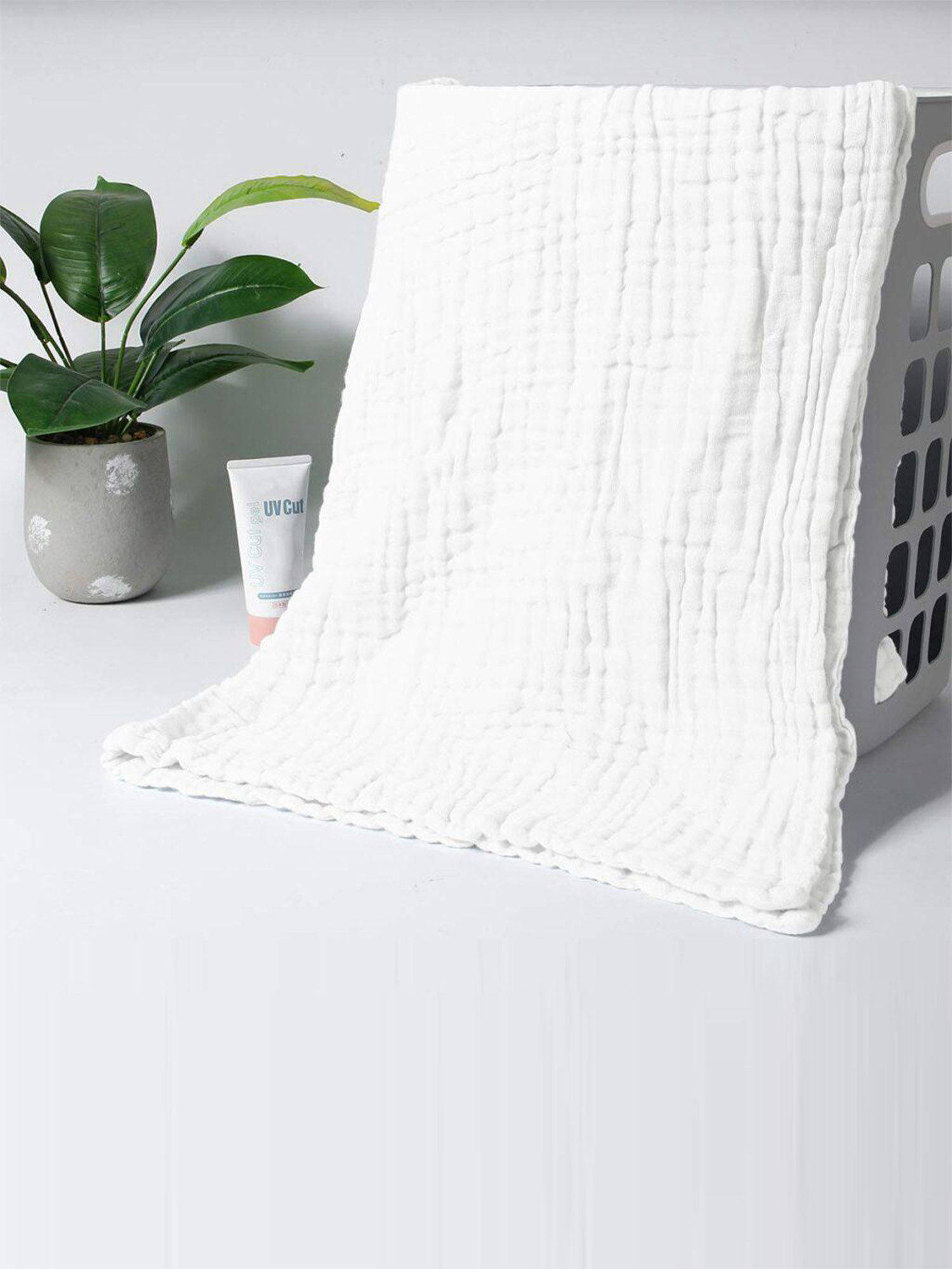 Moms Home Super Soft Absorbent Muslin 6 Layer Wash Towel - 0-36 Months - White