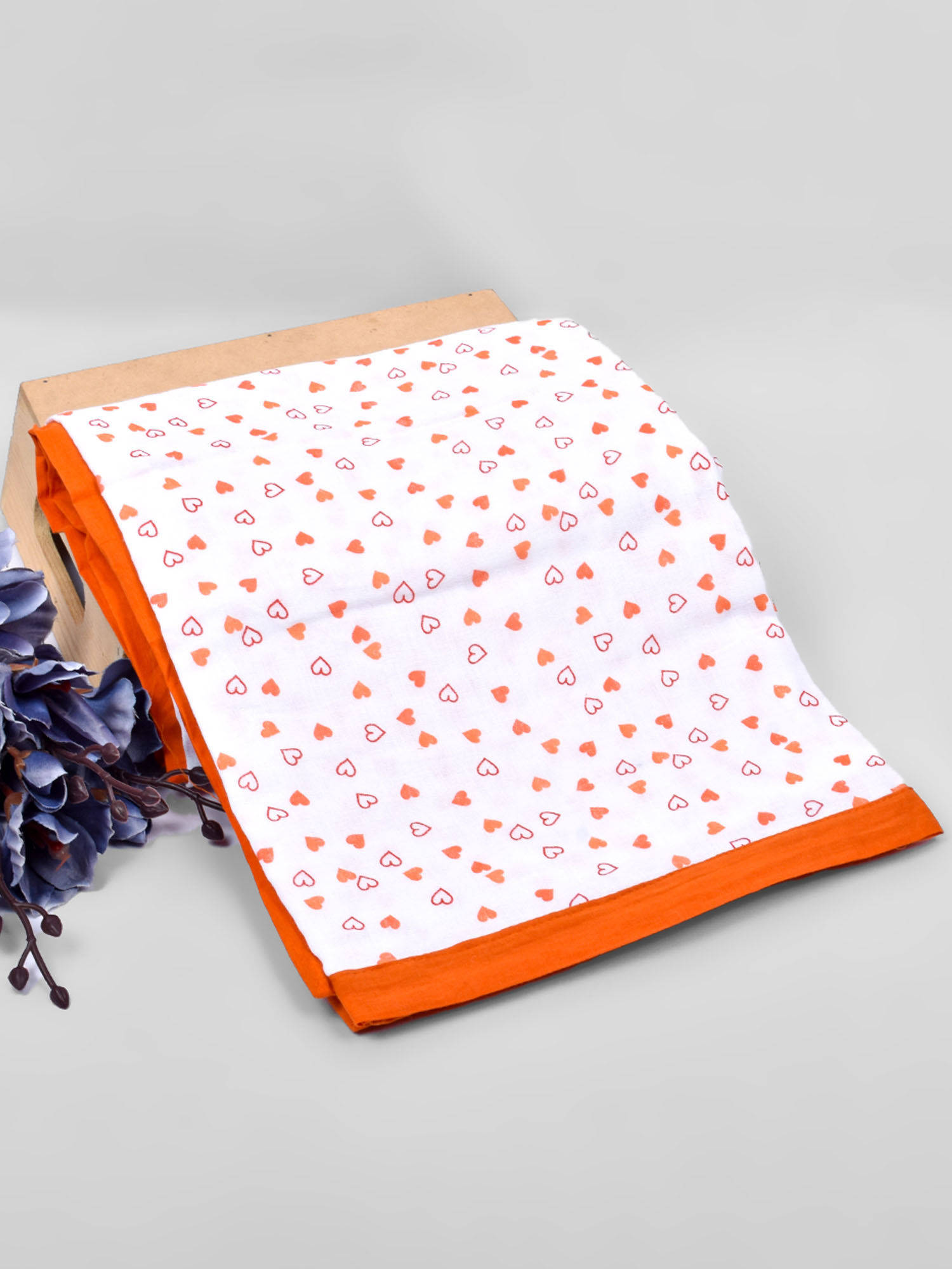 Moms Home Organic Cotton Baby Muslin Dohar -Orange Heart
