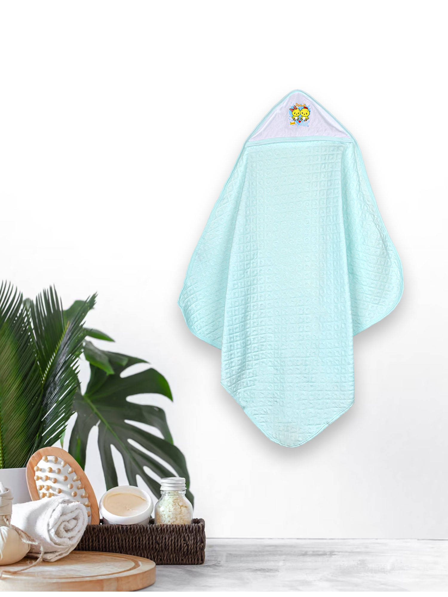 Moms Home Super Soft Organic Cotton Hooded Baby Bath Towel Green