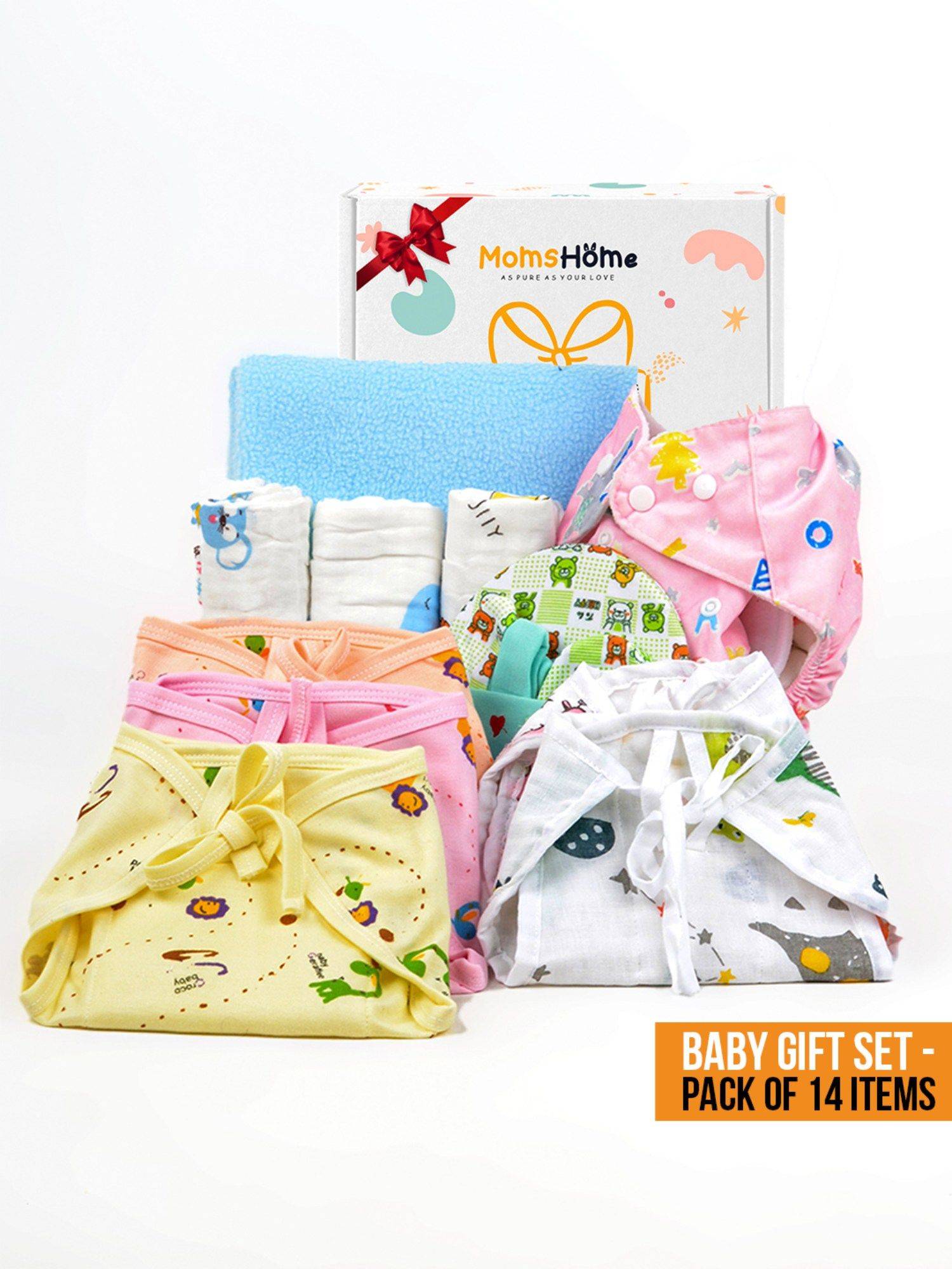 Buy Moms Home New Born Organic Cotton Diaper Gift Set of 14 Online