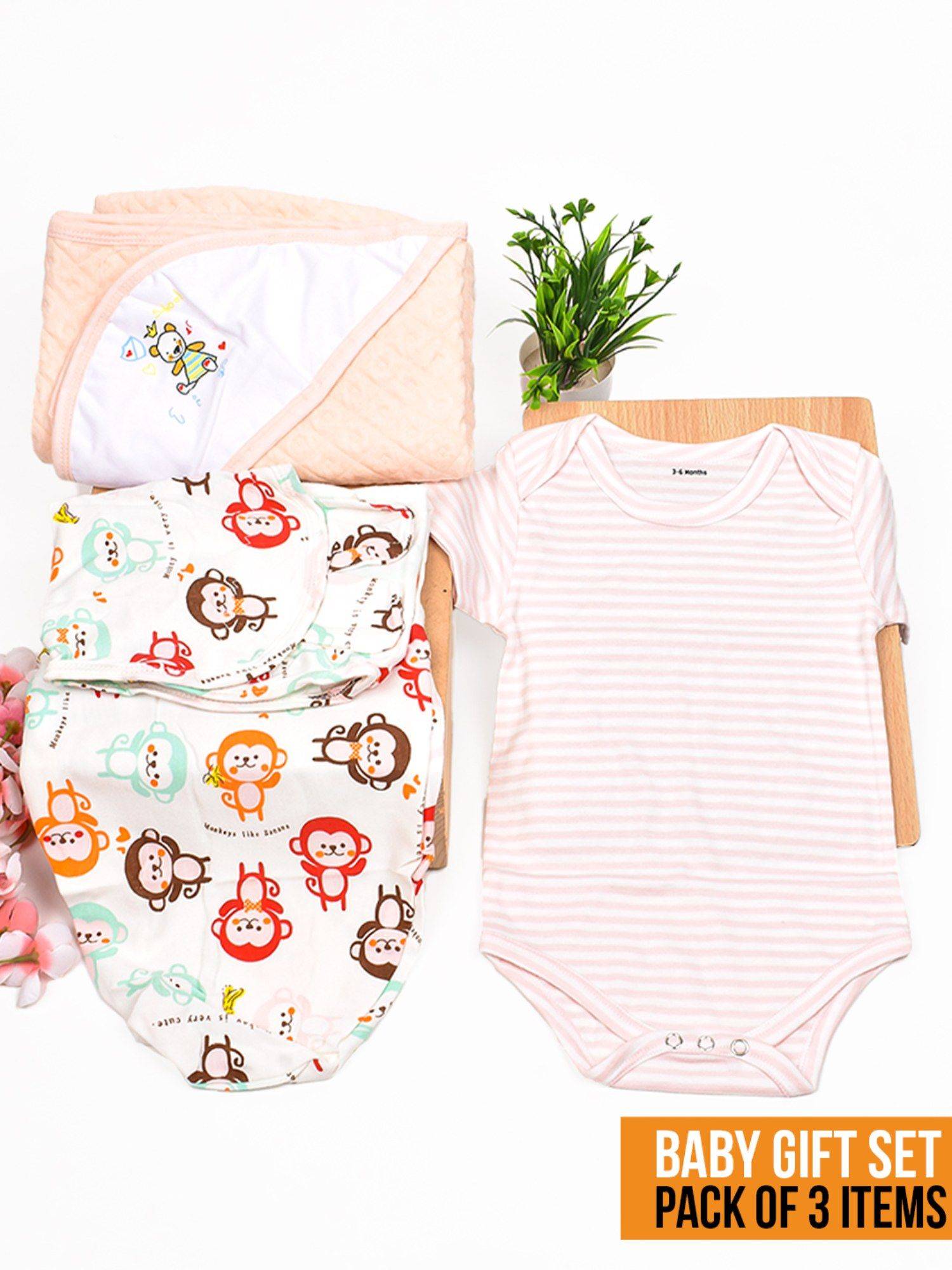 Buy Moms Home New Born Baby Organic Cotton Essentials Gift Set - 3 ...