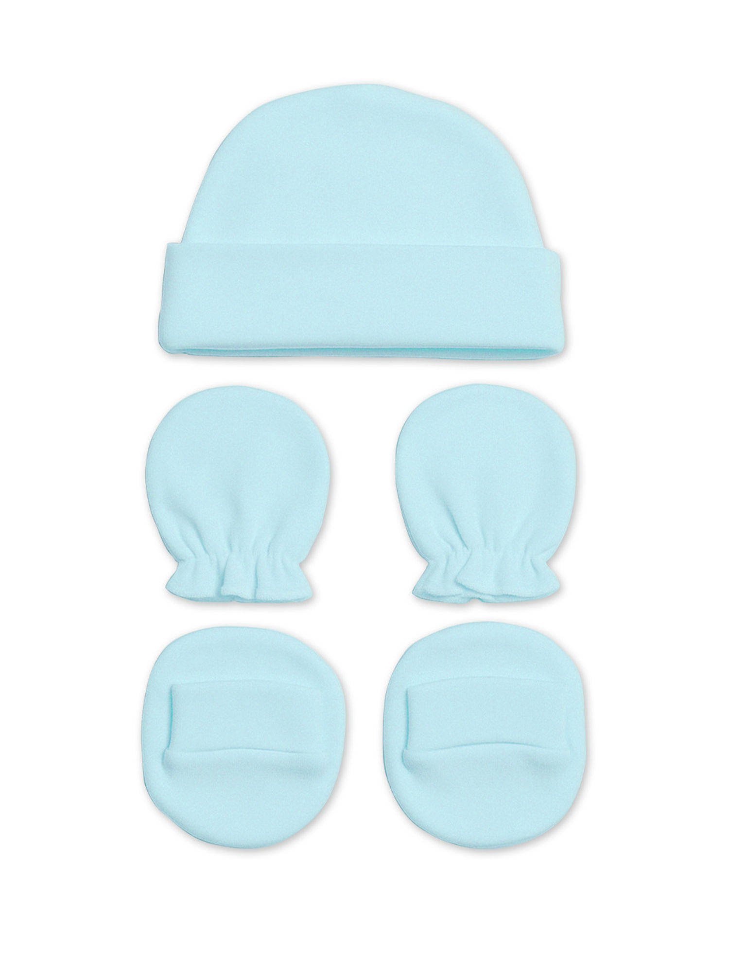 Moms Home Newborn Baby Cap Mitten Bootie Set Blue (0-3 Months)
