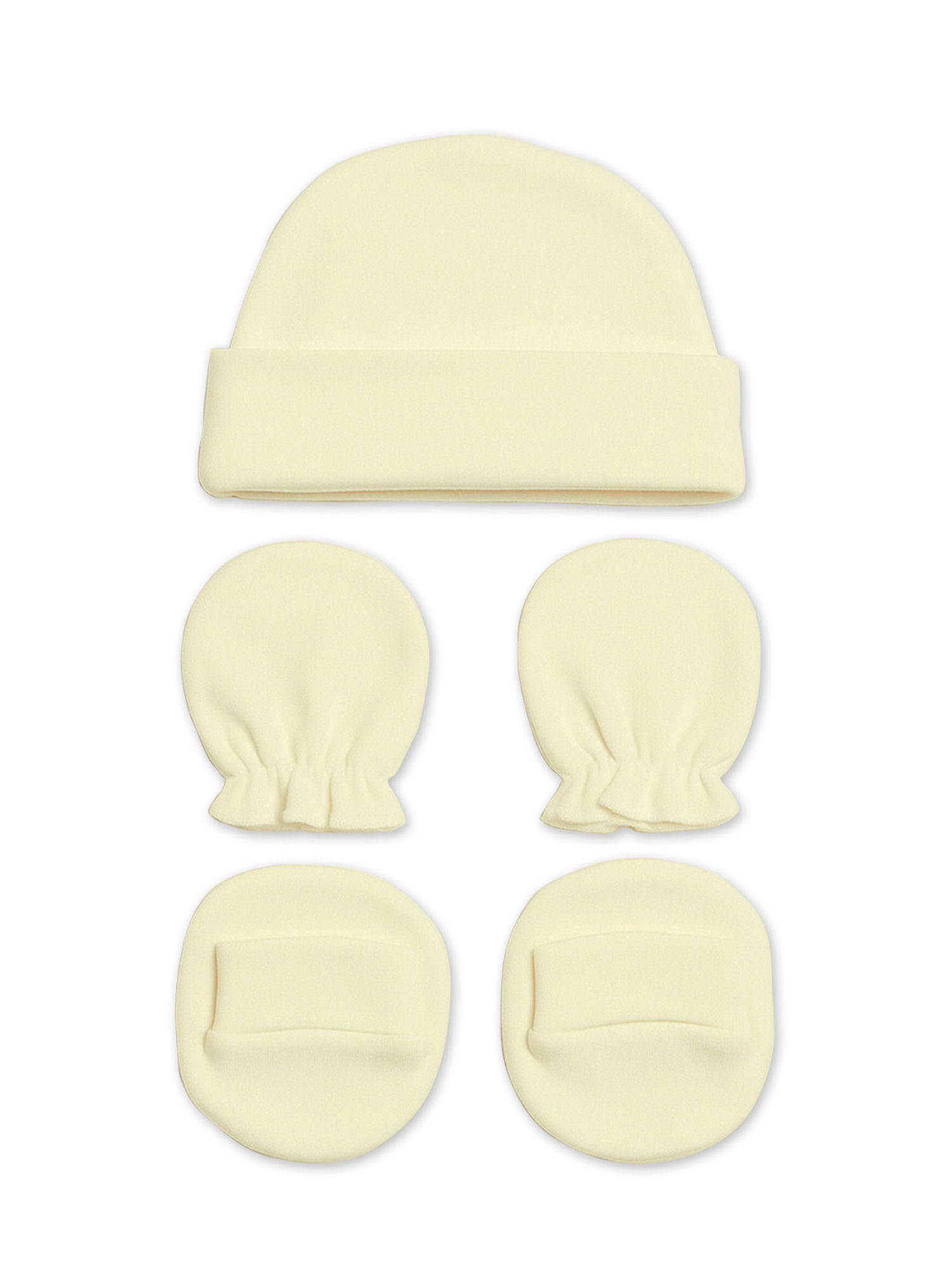 Moms Home Newborn Baby Cap Mitten Bootie Set Yellow (0-3 Months)