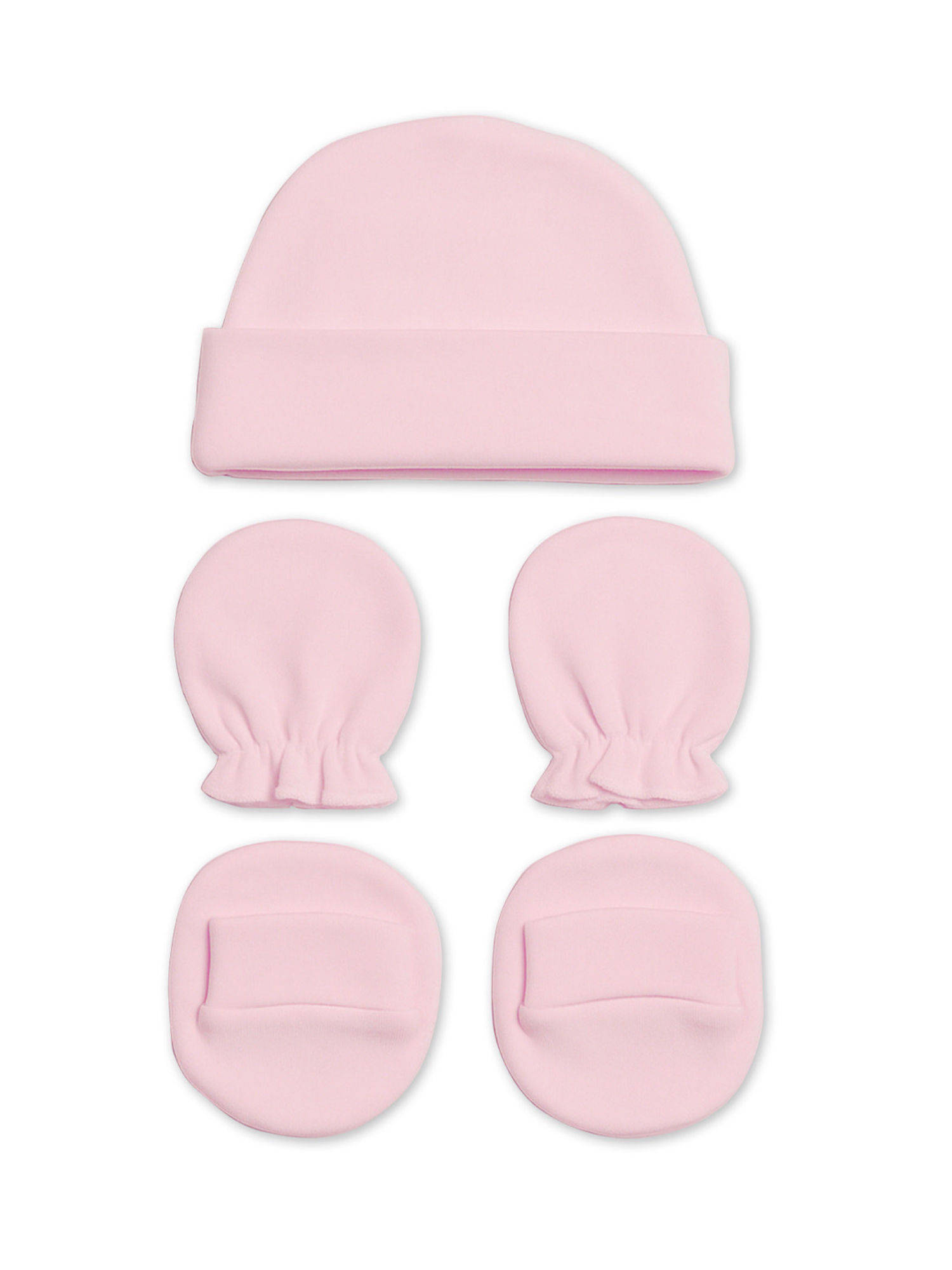Moms Home Newborn Baby Cap Mitten Bootie Set Pink (0-3 Months)