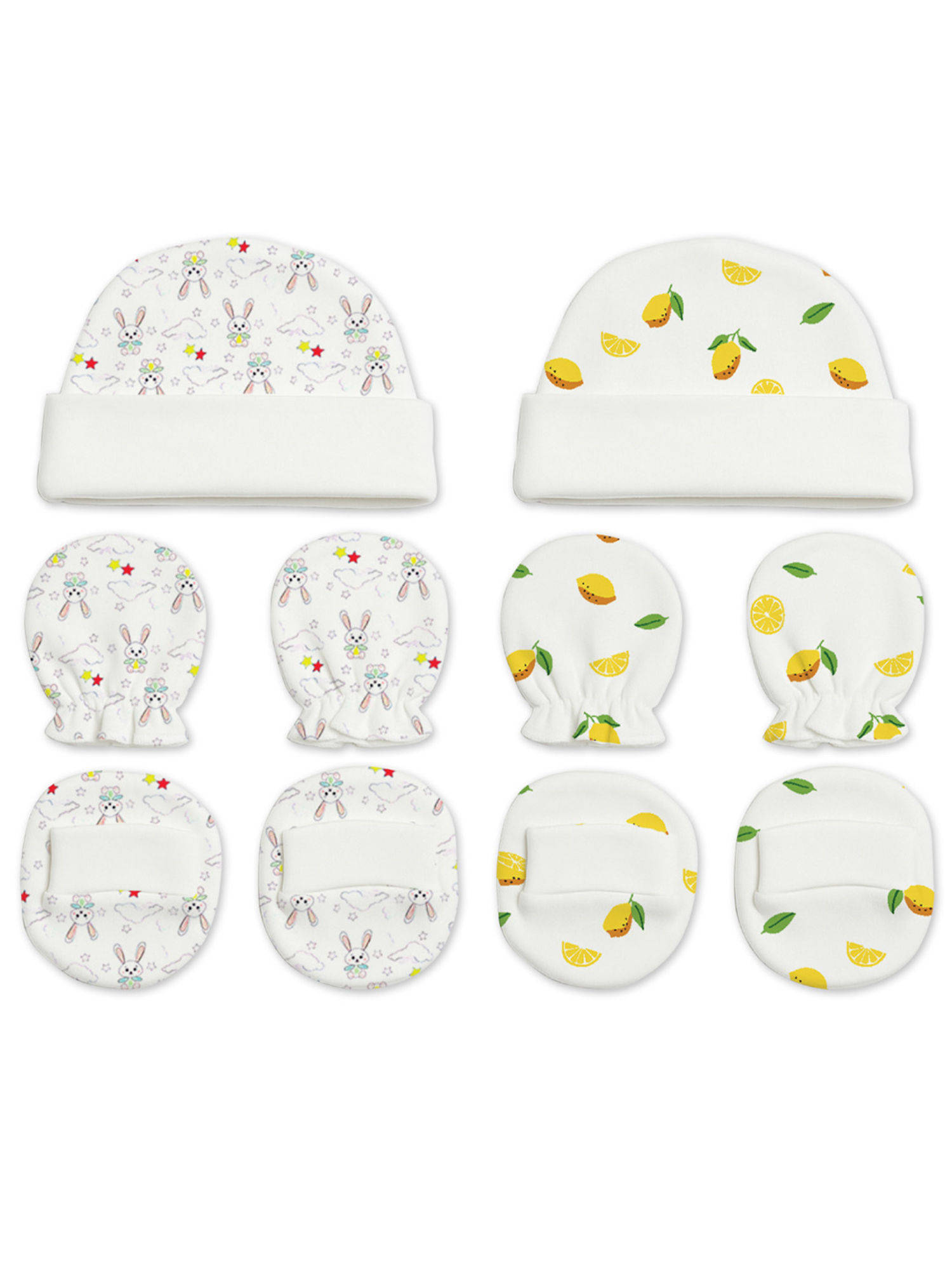 Moms Home Newborn Baby Cap Mitten Bootie Set White (0-3 Months)