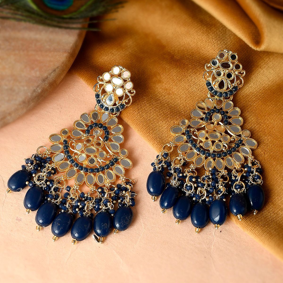 Buy Gold-Toned & Navy Blue Earrings for Women by Youbella Online | Ajio.com-tmf.edu.vn
