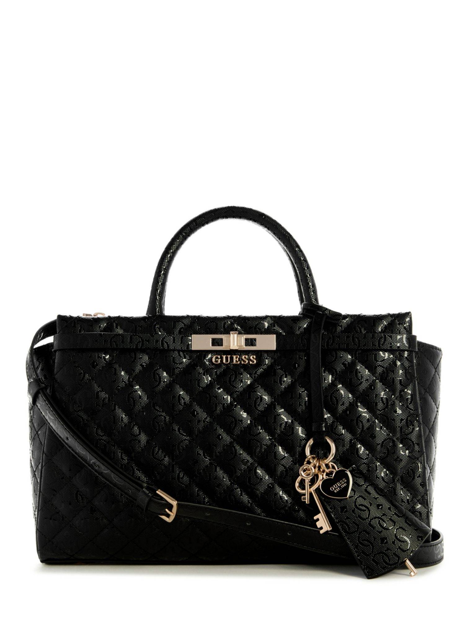 Guess Black Quilted Idra Girlfriend Satchel Bag