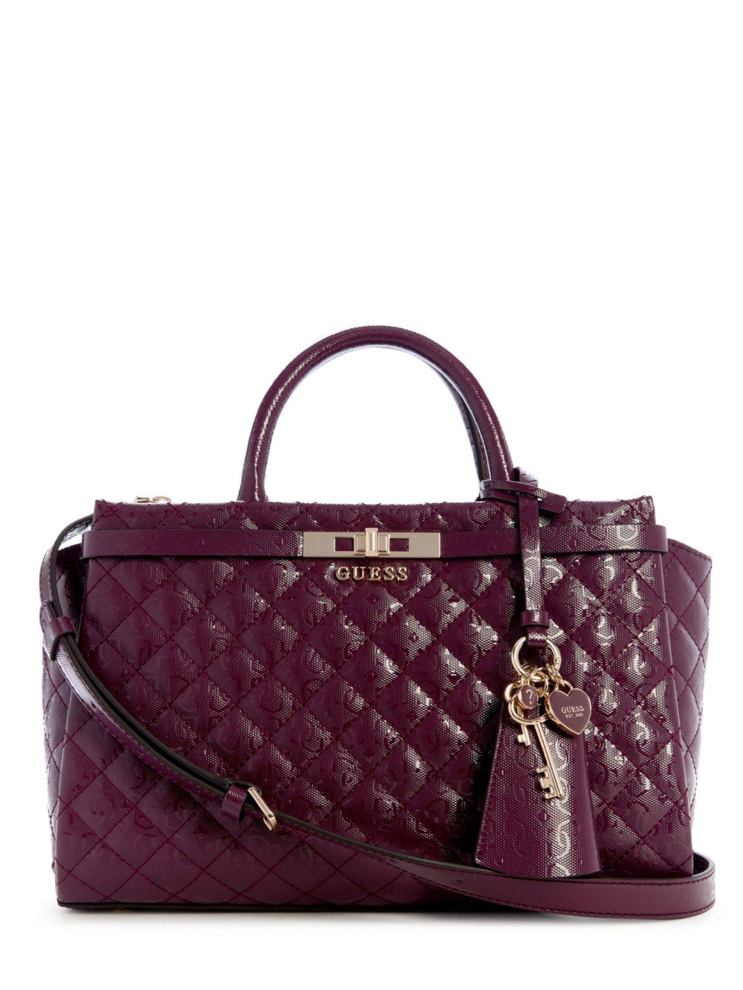 Guess Wine Quilted Idra Girlfriend Satchel Bag