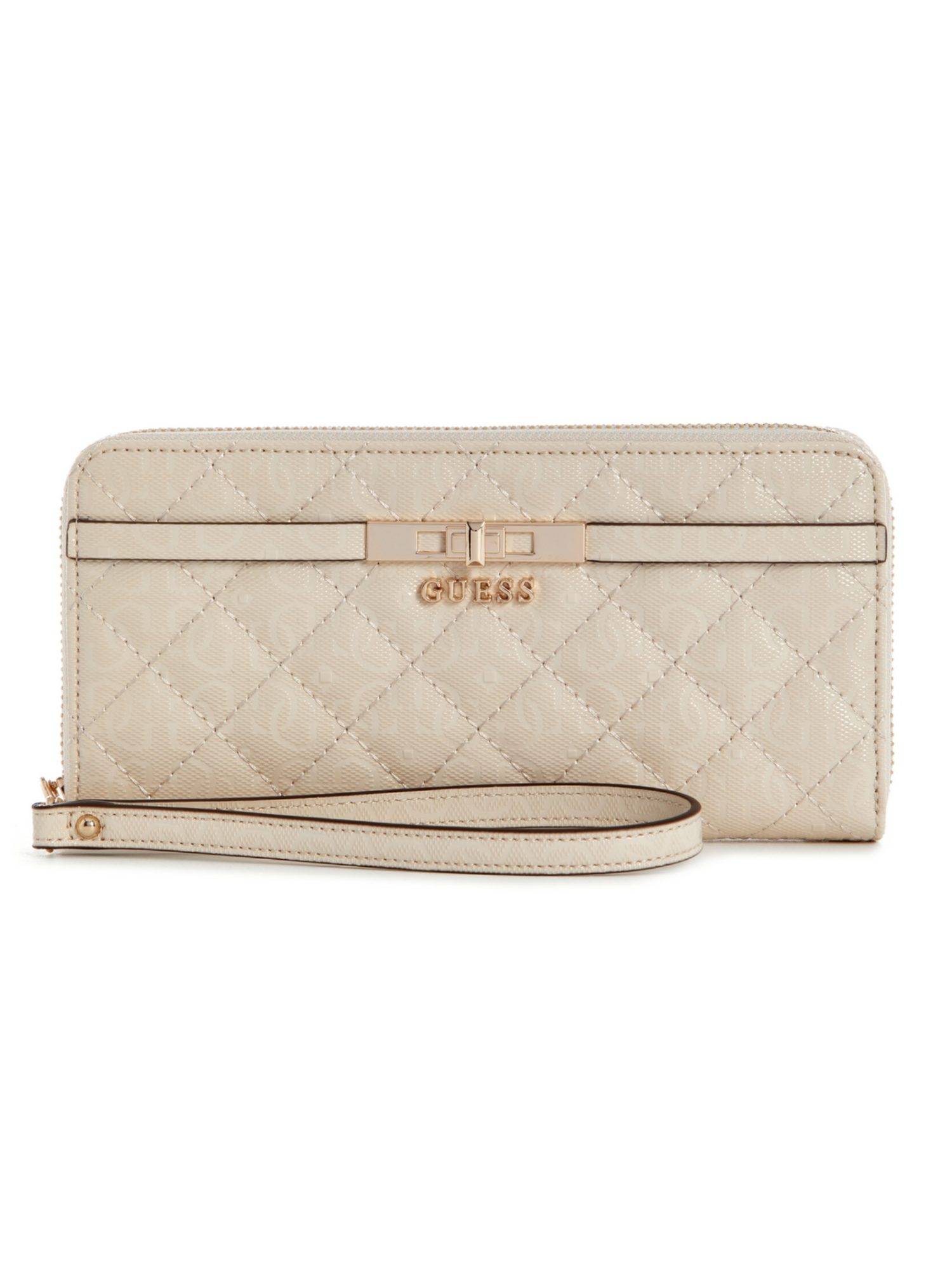 Guess Stone Quilted Idra Large Zip Around Wallet