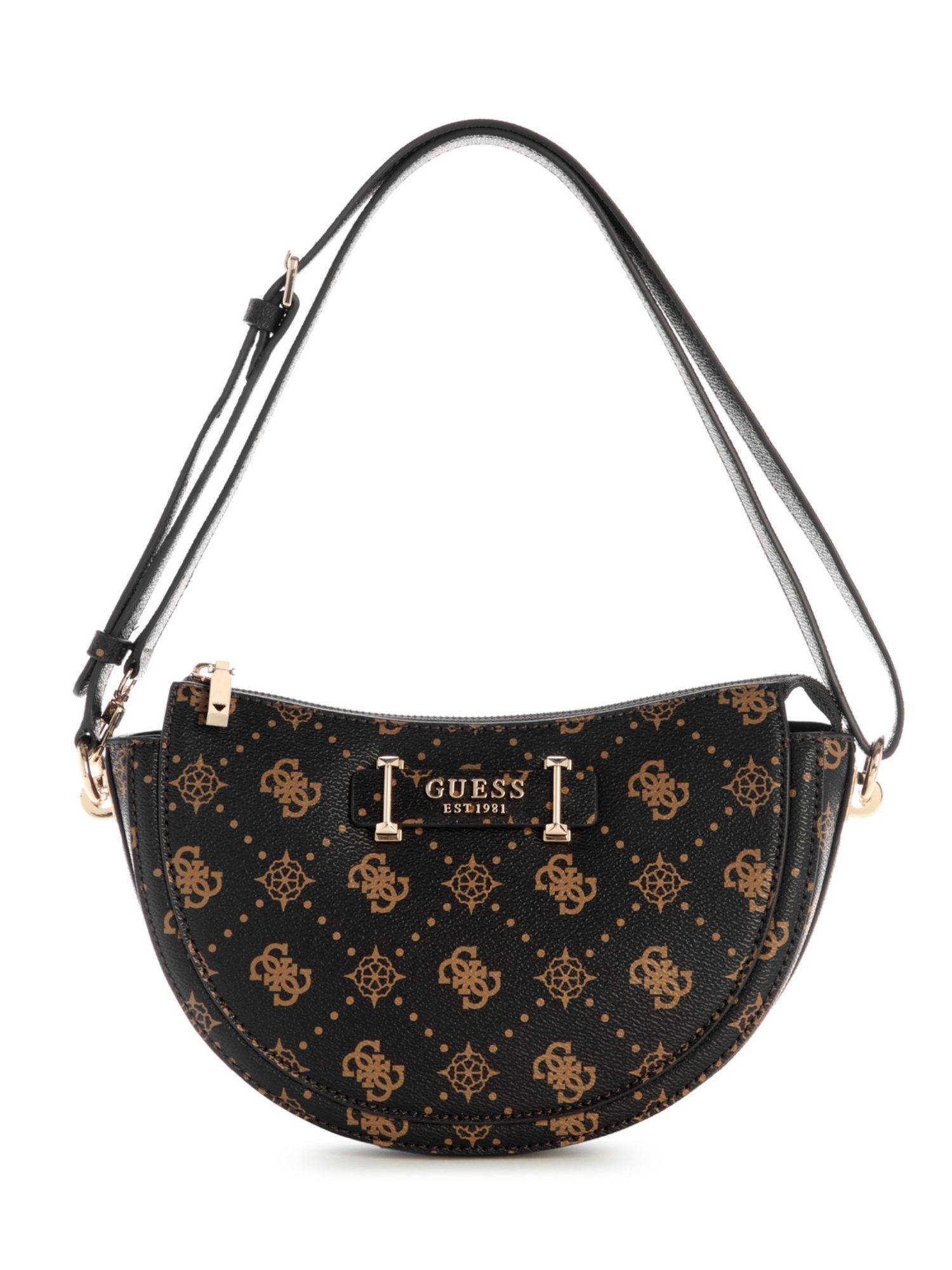 Guess Espresso Logo Printed Silia Handbag