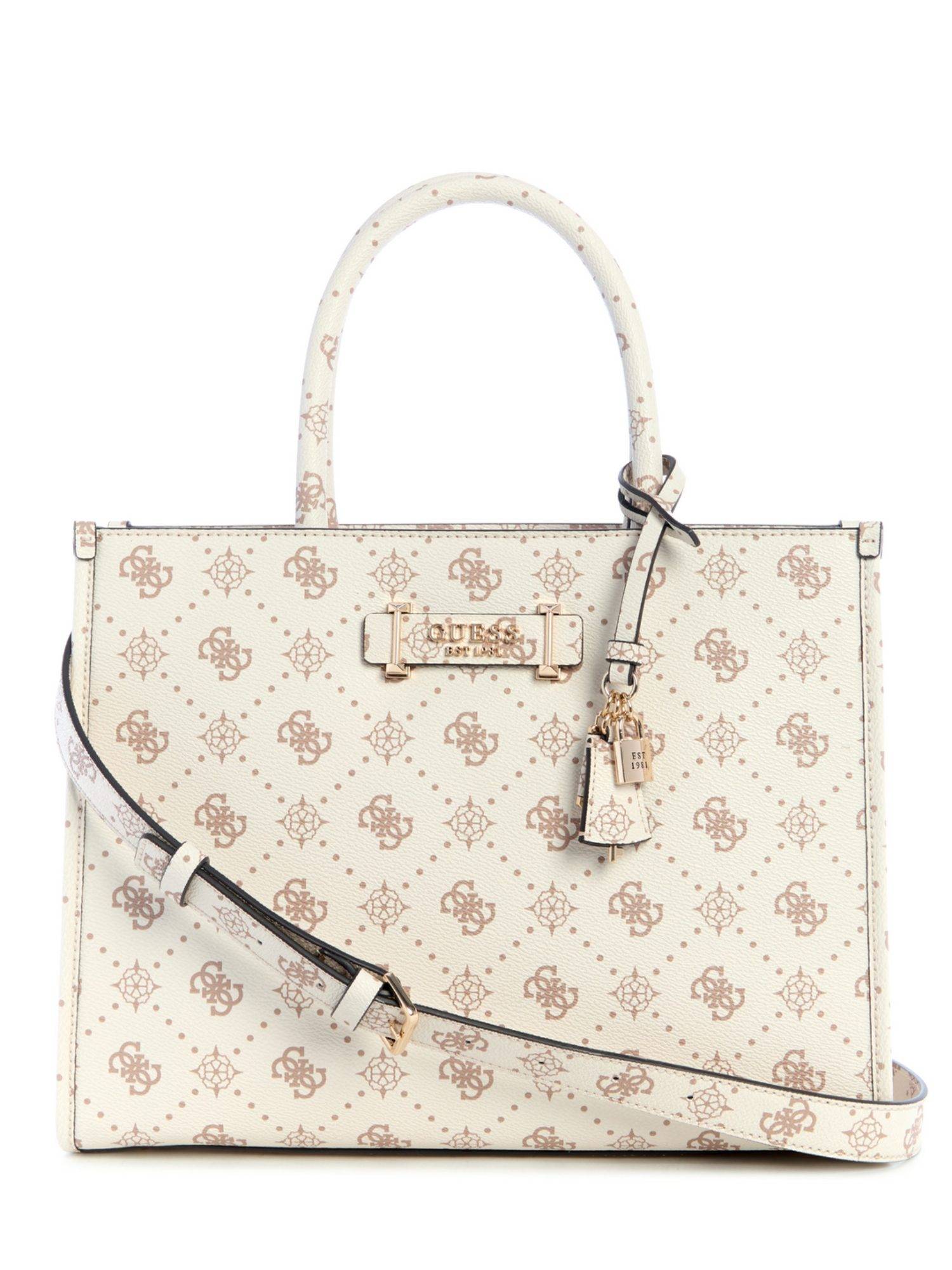 Guess Vanilla Logo Printed Silia Tote Bag with Detachable Strap