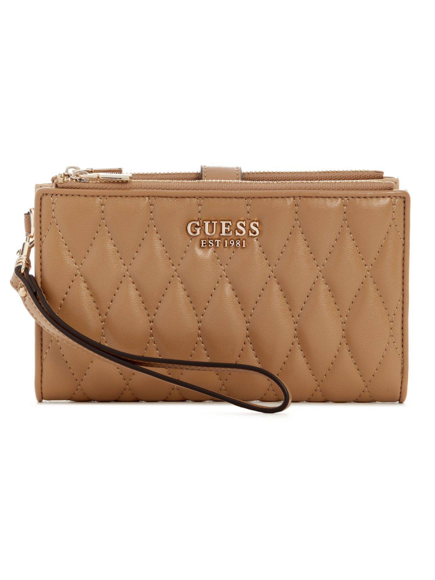 Guess Beige Quilted Valla Zip Organizer Wallet