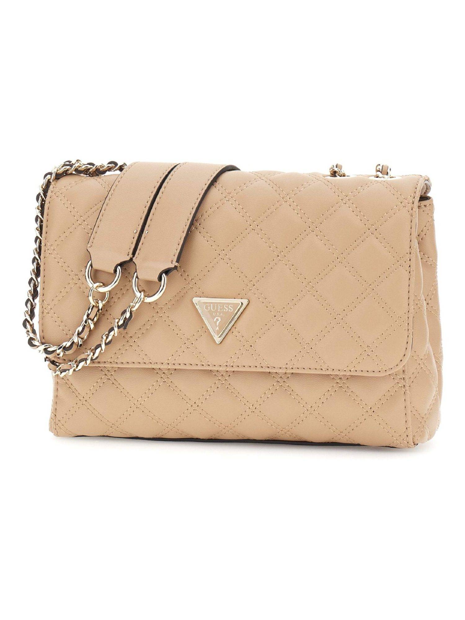 Guess Beige Quilted Giully Crossbody Sling Bag